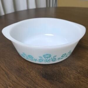 Vintage 2Qt Glasbake Blue Onion Ovenware 8.5” Old Town Blue #J514